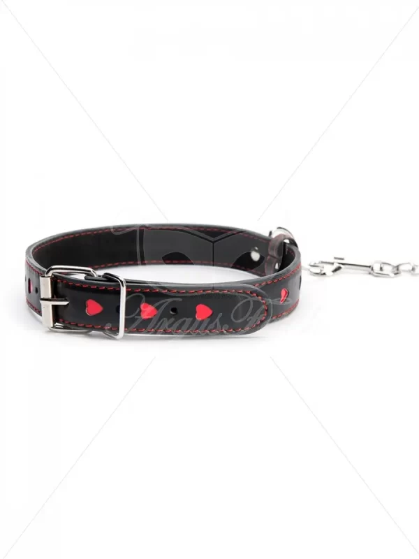 Collar and leash red Hearth